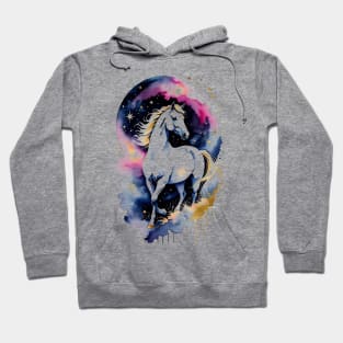 Cosmic White Horse Hoodie